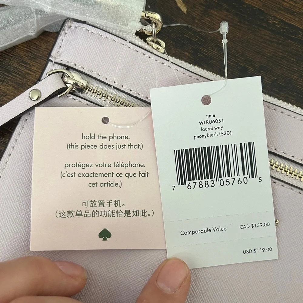 NWT Kate Spade Blush Pink Wristlet Neutral Casual Formal Party Classic
